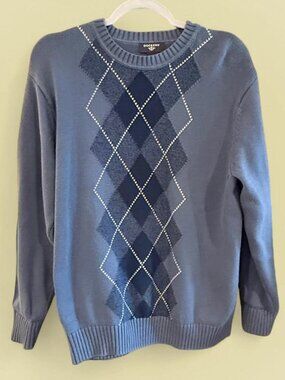 Blue/Cream Argyle Crewneck Sweater